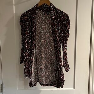 New Directions Black and Pink Patterned Blouse